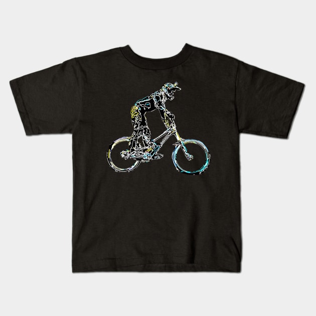 mtb downhill Kids T-Shirt by rickylabellevie